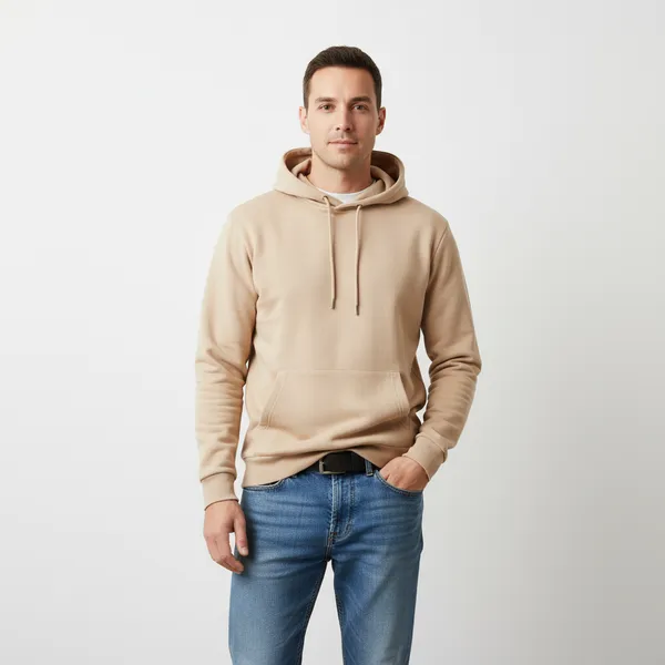 Beige_Cotton_Fleece_Hoodie_For_Men