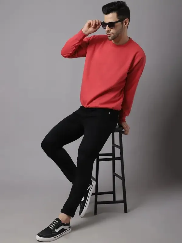 Pink_Round_Neck_Sweatshirt_For_Men