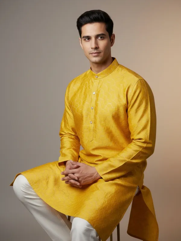 Mens_Kurta_-_Yellow_Aari