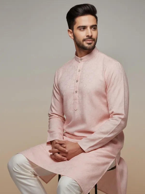 Pink_Aari_Solid_Kurta_For_Mens