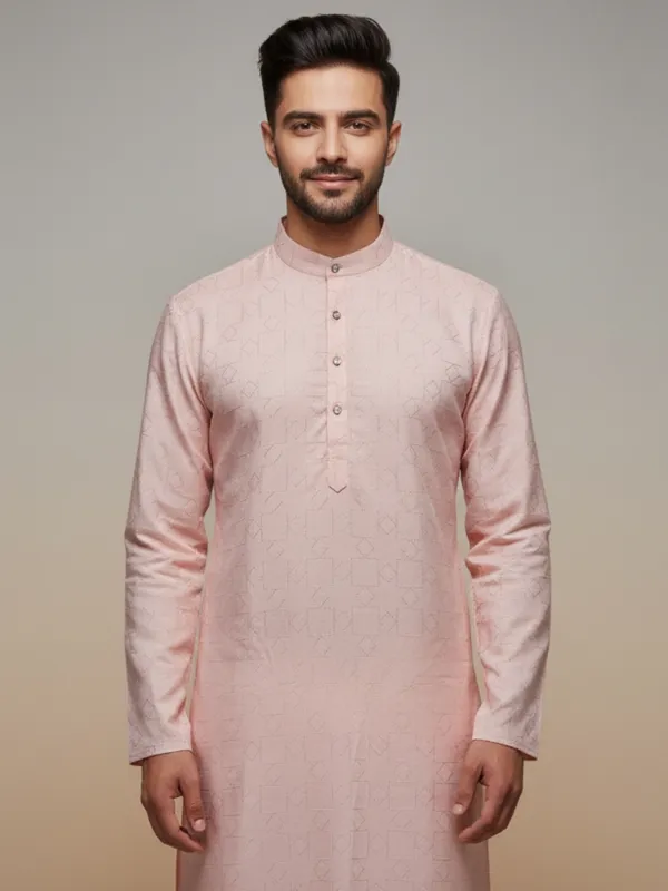 Pink_Aari_Solid_Kurta_For_Mens