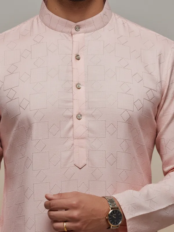 Pink_Aari_Solid_Kurta_For_Mens