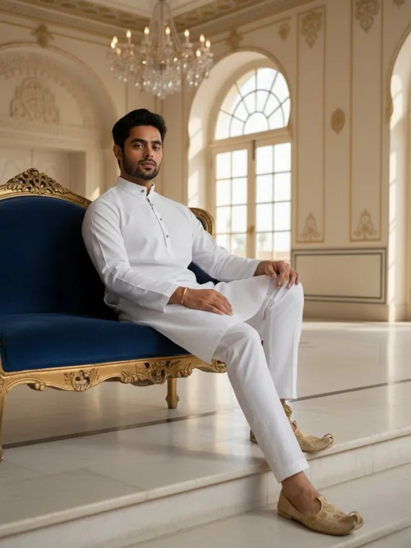 Men_Abstract_Print_Cotton_Blend_Kurta_With_White