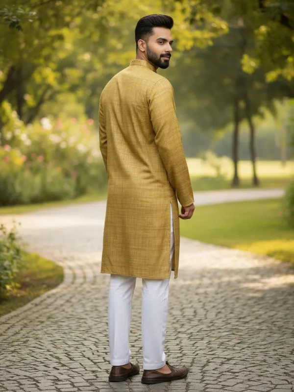 Men_Solid_Cotton_Kurta_Gold