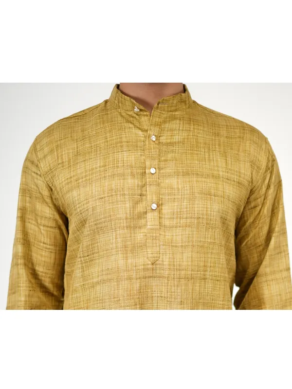 Men_Solid_Cotton_Kurta_Gold