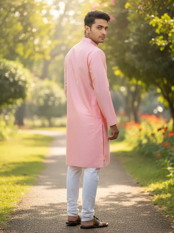 Dark_Pink_Solid_Cotton_Kurta_and_Pant_Pajama_Set_For_Men's_