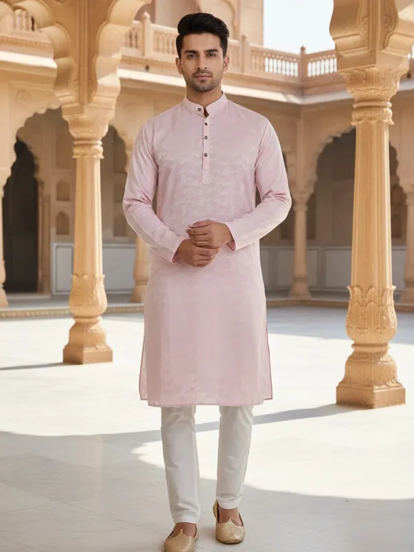 Men_Abstract_Print_Cotton_Blend_Kurta_With_Pink
