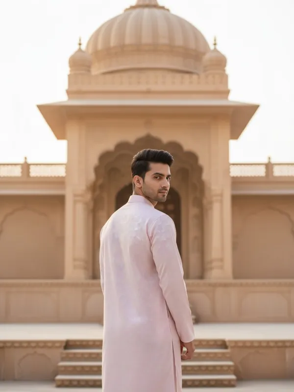 Men_Abstract_Print_Cotton_Blend_Kurta_With_Pink
