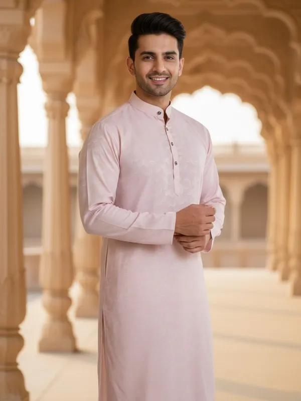Men_Abstract_Print_Cotton_Blend_Kurta_With_Pink