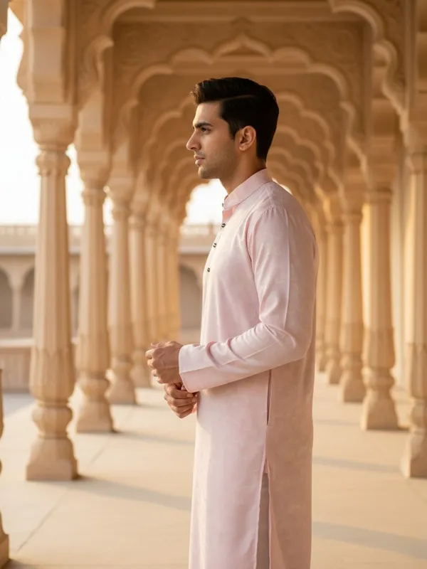 Men_Abstract_Print_Cotton_Blend_Kurta_With_Pink