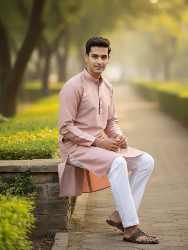 Peach_Cotton_Kurta_Elegant_&_Comfortable