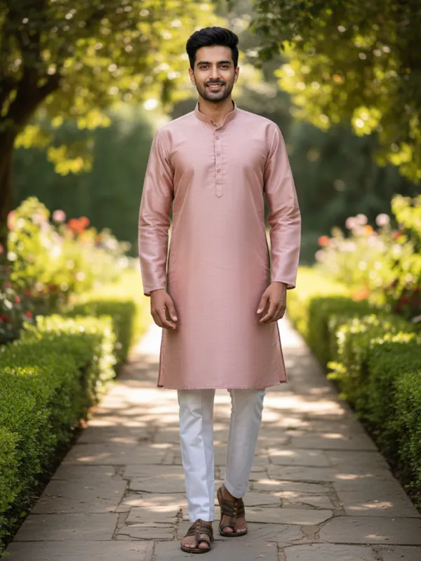 Peach_Cotton_Kurta_Elegant_&_Comfortable