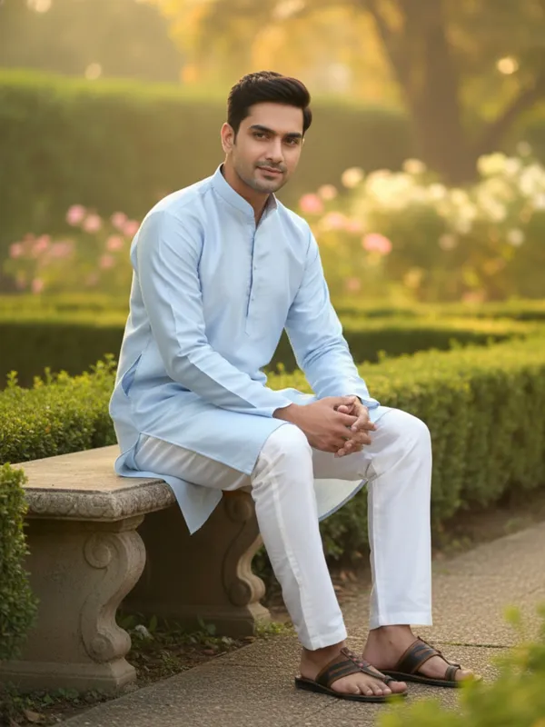 Light_Sky_Blue_Cotton_Kurta_Fresh_&_Stylish_Look