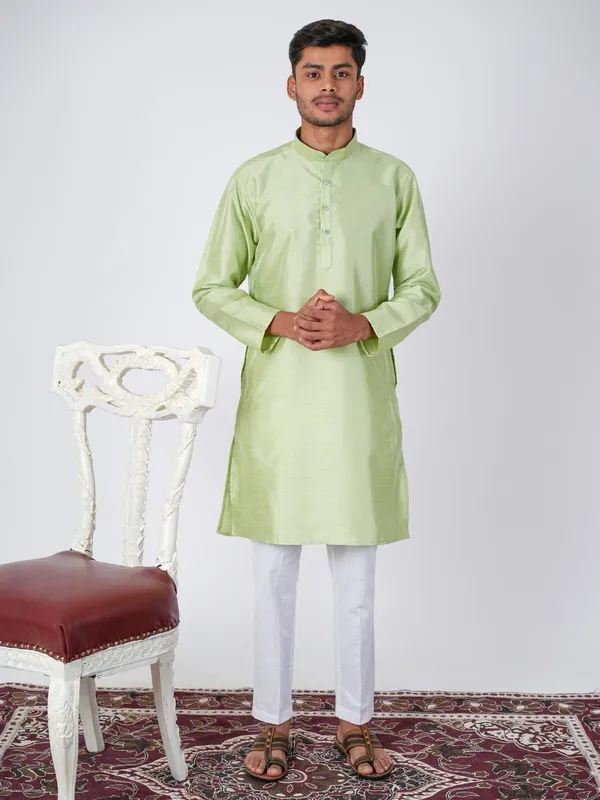 Light_Elaichi_Solid_Cotton_Kurta_and_Pajama_Set_For_Mens_