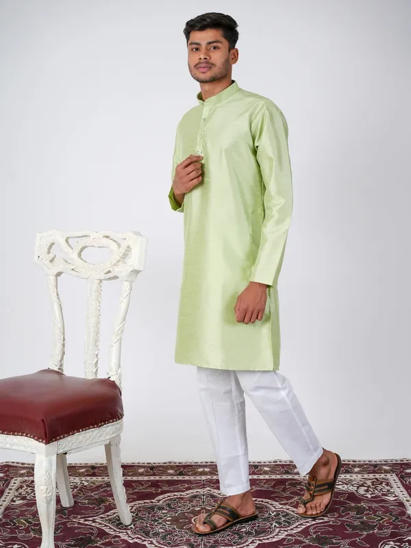 Light_Elaichi_Solid_Cotton_Kurta_and_Pajama_Set_For_Mens_