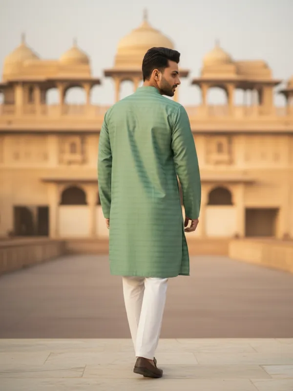 Men_Solid_Cotton_Kurta_Sea_Green