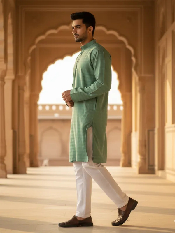 Men_Solid_Cotton_Kurta_Sea_Green