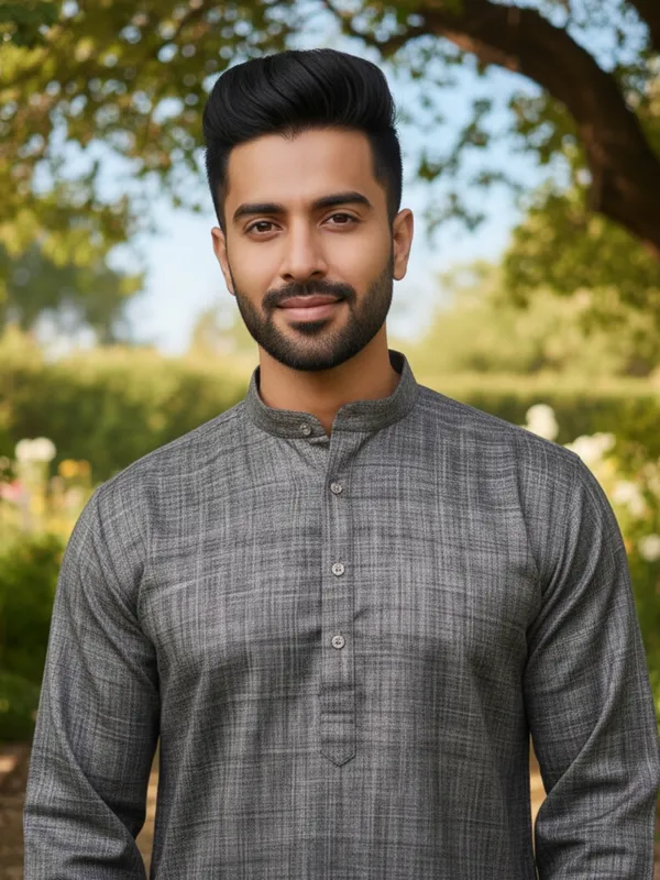 Men_Solid_Cotton_Kurta_Light_Black