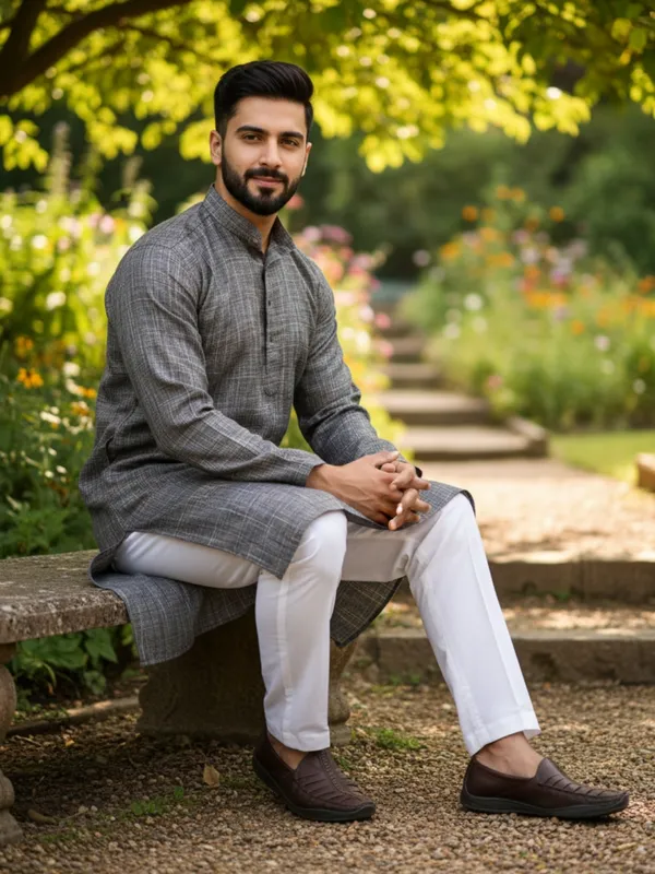Men_Solid_Cotton_Kurta_Light_Black