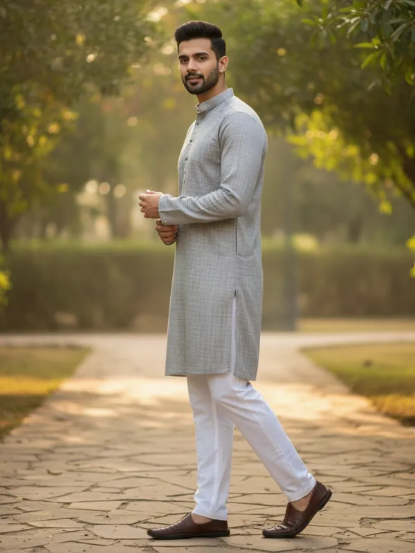 Men_Solid_Cotton_Kurta_Grey