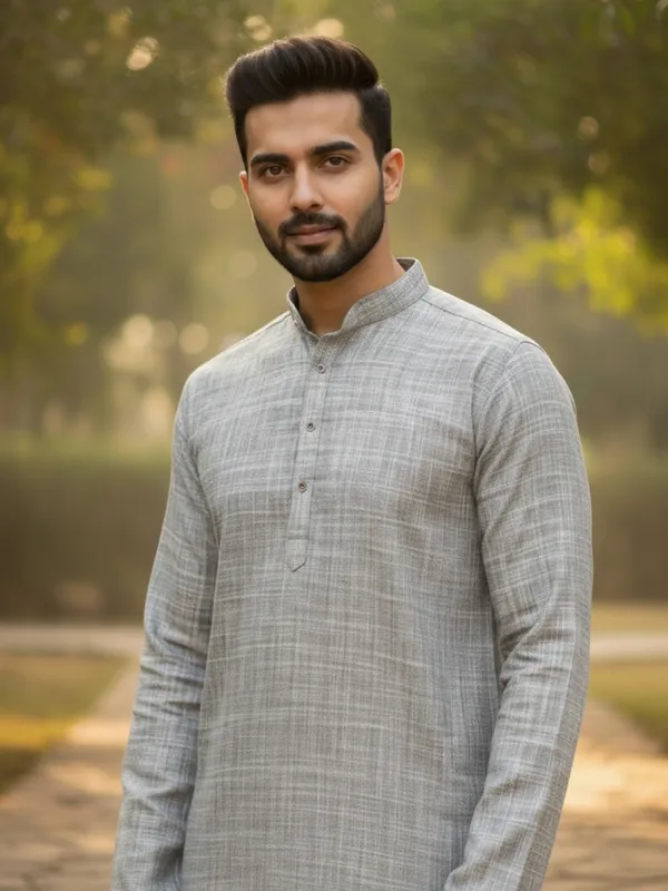 Men_Solid_Cotton_Kurta_Grey