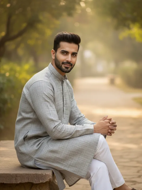 Men_Solid_Cotton_Kurta_Grey