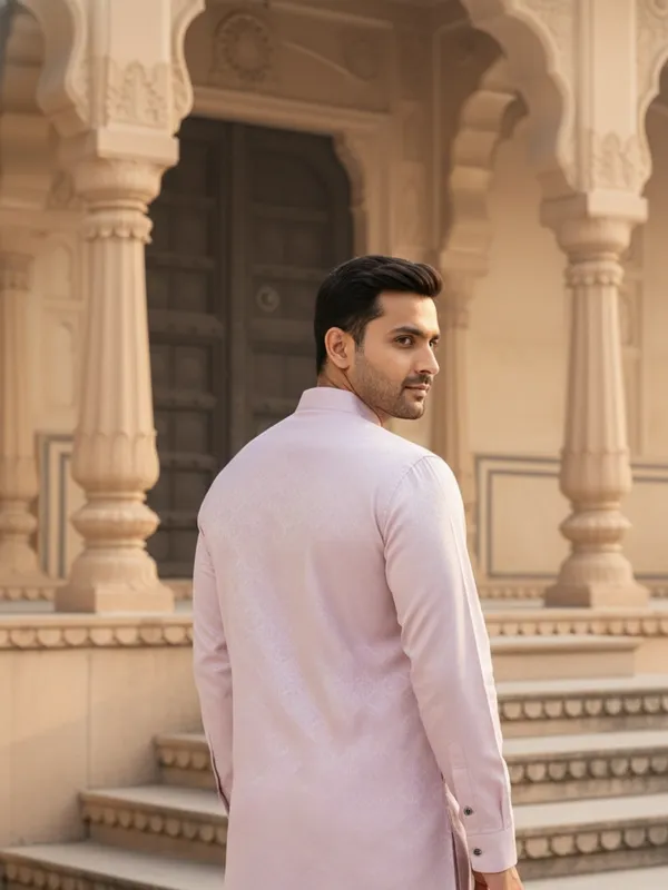 Men_Abstract_Print_Cotton_Blend_Kurta_With_Purple