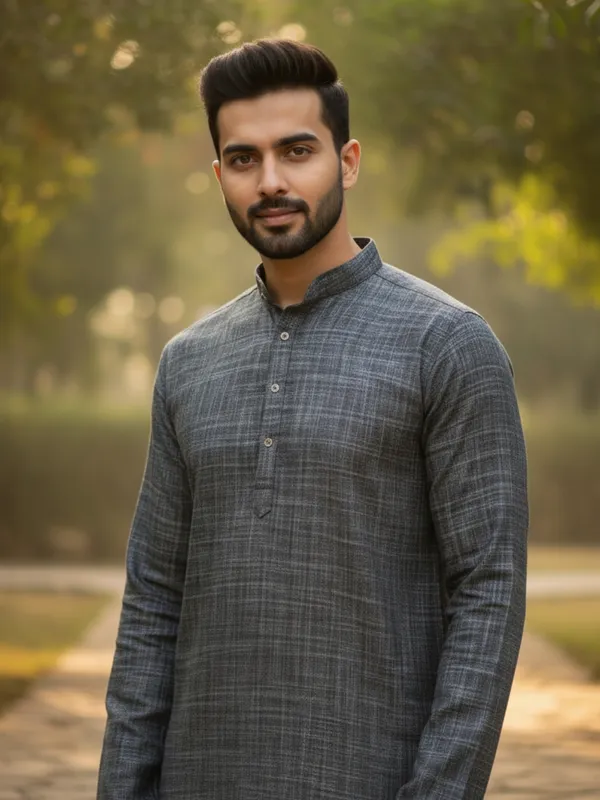Men_Solid_Cotton_Kurta_Black