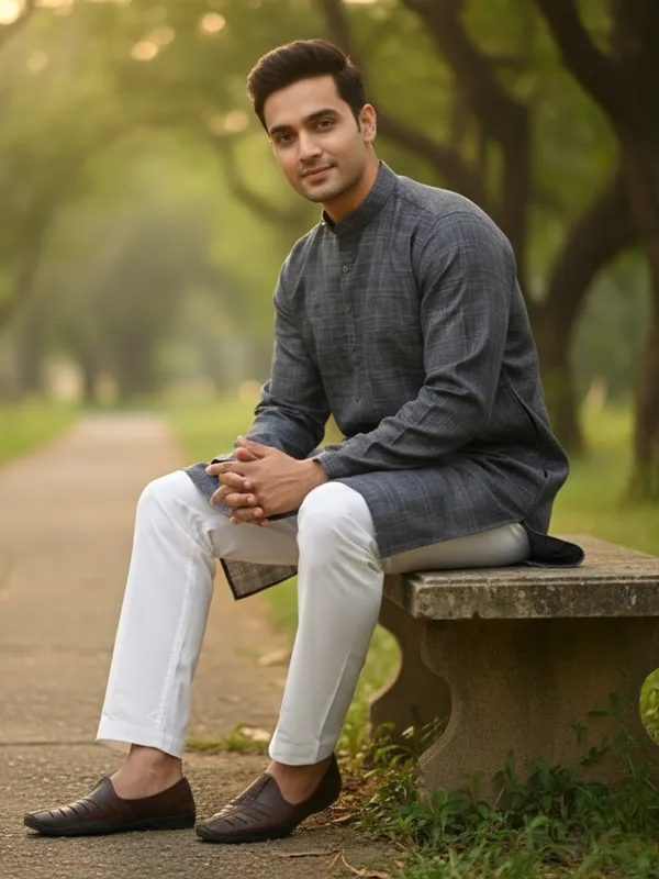 Men_Solid_Cotton_Kurta_Black