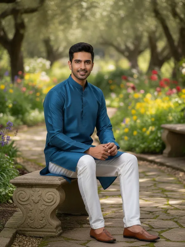 Dark_Blue_Cotton_Kurta_Sophisticated_Men's_Wear