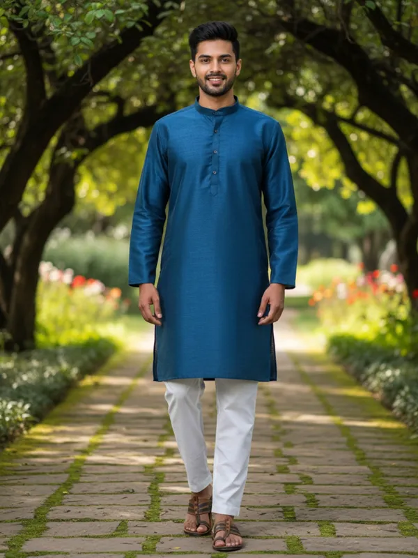 Dark_Blue_Cotton_Kurta_Sophisticated_Men's_Wear
