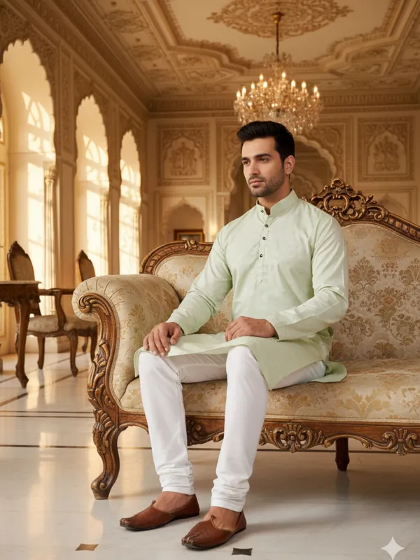 Men_Abstract_Print_Cotton_Blend_Kurta_With_Cream