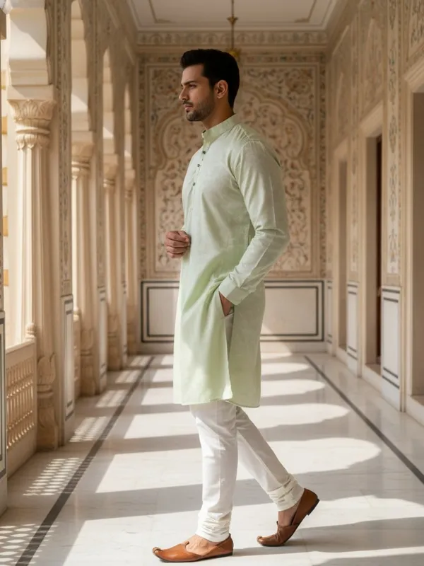 Men_Abstract_Print_Cotton_Blend_Kurta_With_Cream