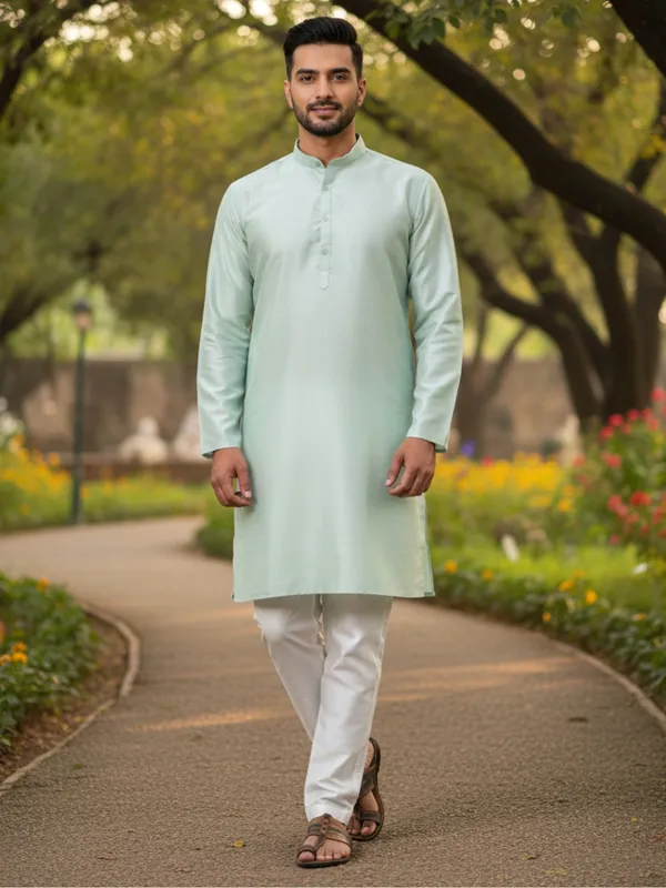 White_Sky_Blue_Cotton_Kurta_Crisp_&_Refreshing