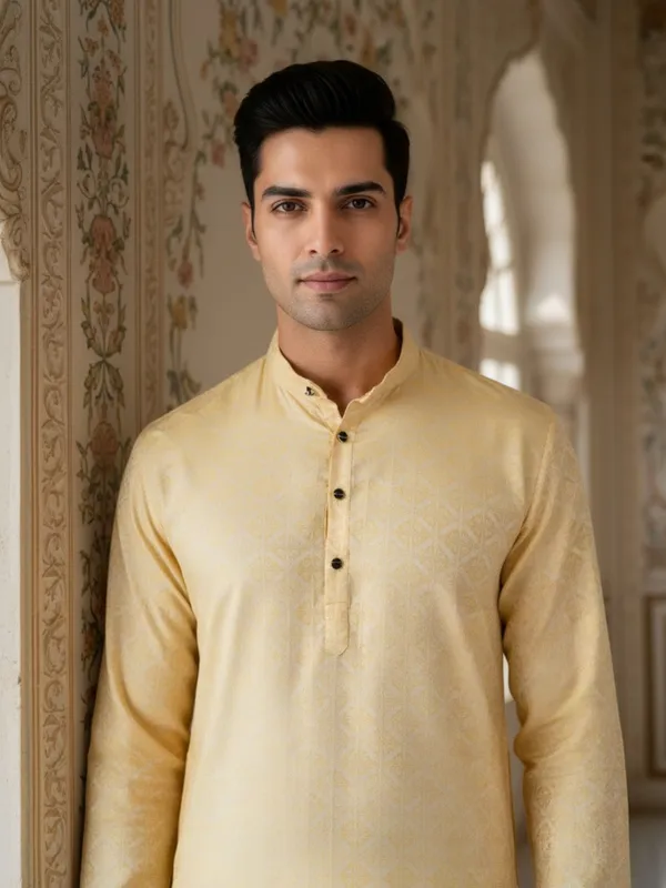 Men_Abstract_Print_Cotton_Blend_Kurta_With_Orange
