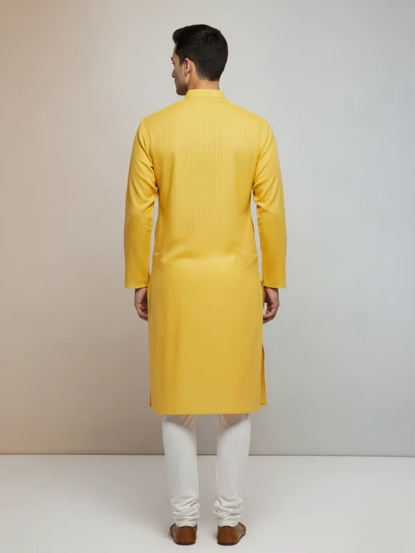 Mens_Solid_Kurta_Yellow