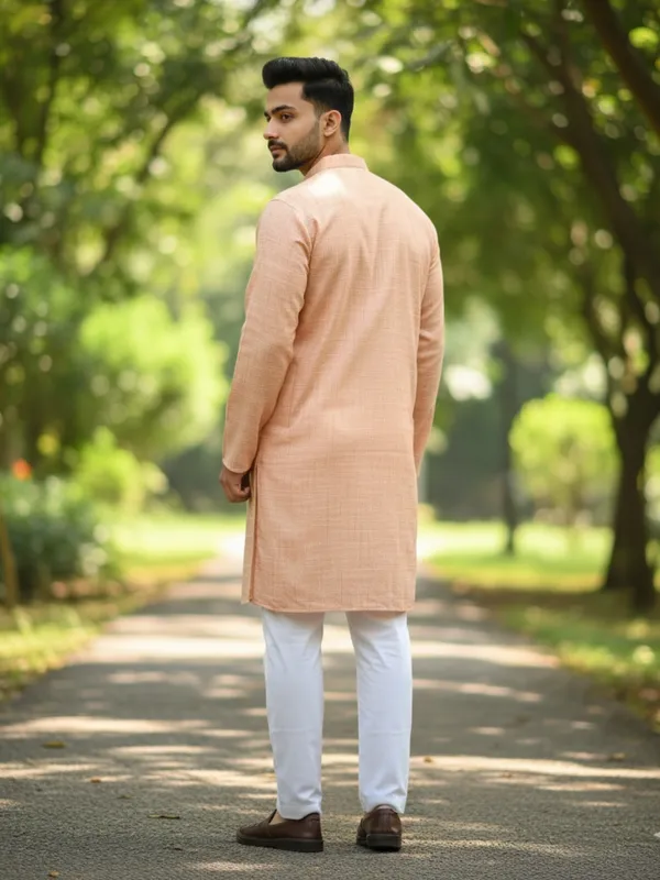 Men_Solid_Cotton_Kurta_Light_Orange