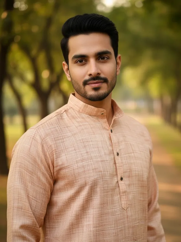 Men_Solid_Cotton_Kurta_Light_Orange