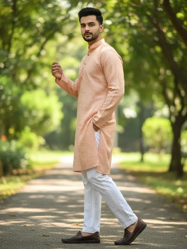 Men_Solid_Cotton_Kurta_Light_Orange