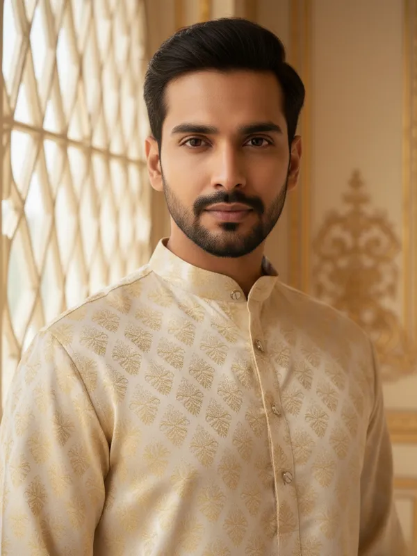 Men_Abstract_Printed_Cotton_Kurta_Gold