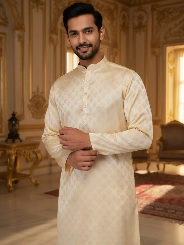 Men_Abstract_Printed_Cotton_Kurta_Gold