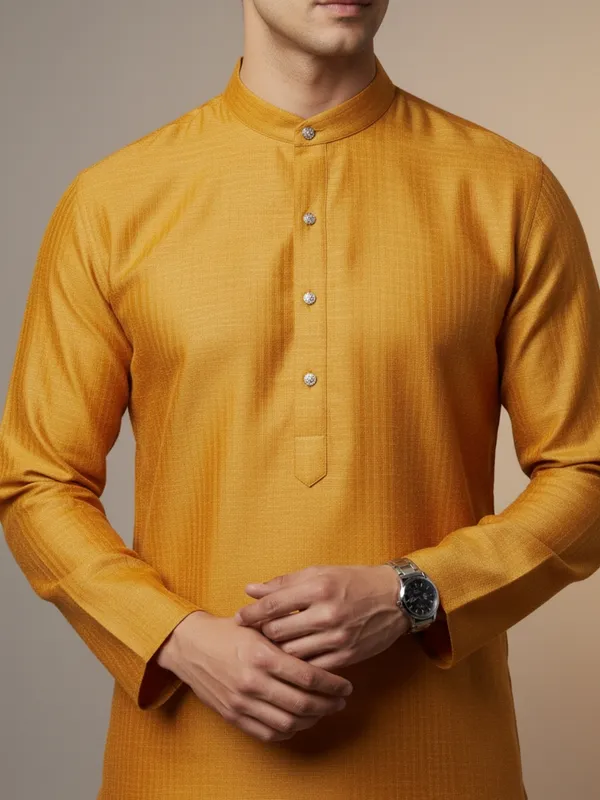 Orange__Solid_Cotton_Kurta_For_Mens