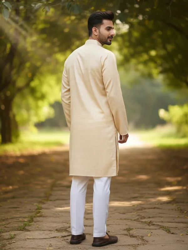 Men_Solid_Cotton_Kurta_Yellow