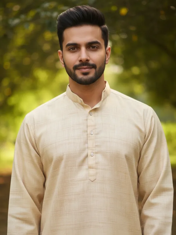 Men_Solid_Cotton_Kurta_Yellow