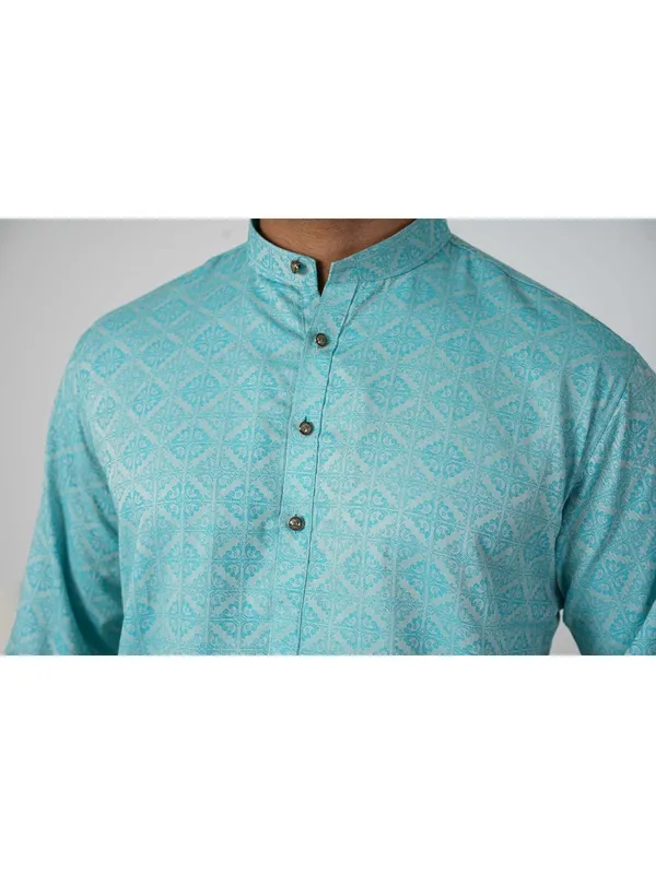 Men_Abstract_Print_Cotton_Blend_Kurta_With_Sky_Blue