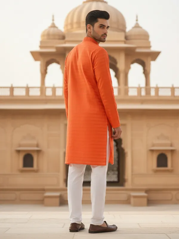 Men_Solid_Cotton_Kurta_Dark_Orange