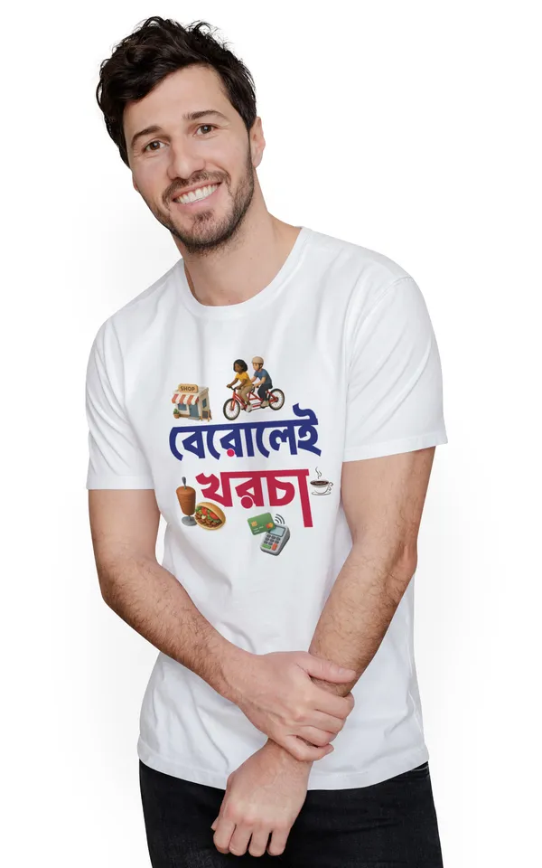 White_Berolai_Khorchabengali_Printed_Half_Sleeve_Premium_Cotton_Tshirt