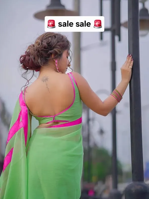 Pure_soft_sparkle_chiffon__Green_Saree