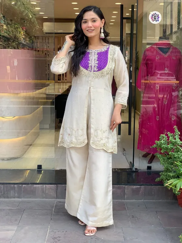 Ivory_&_Purple_Embroidered_Straight_Kurta_Set_For_Women