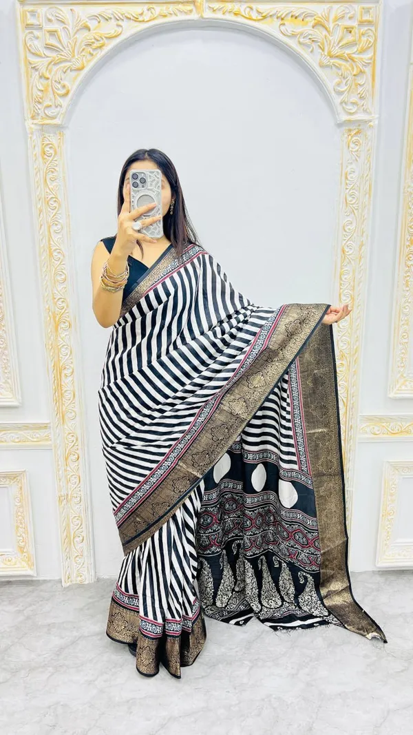 Premium_Dola_Jacquard_Striped_Saree_Collection